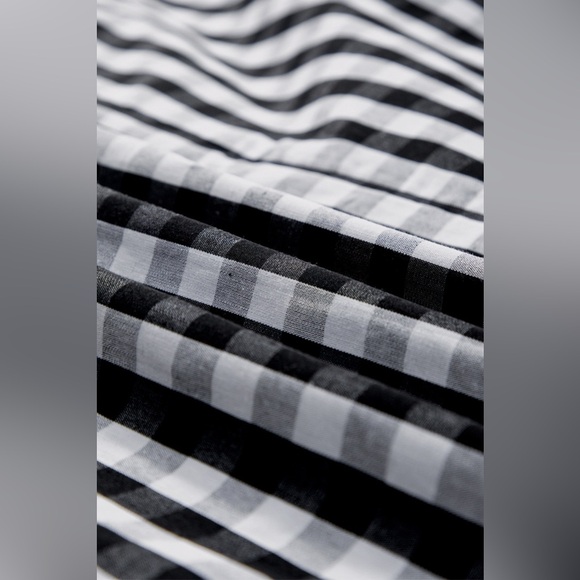 Ruffled Plaid Mock Neck Cap Sleeve Blouse - Picture 10 of 11